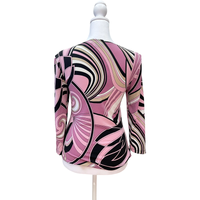 Vintage Black and Pink Abstract Print Top