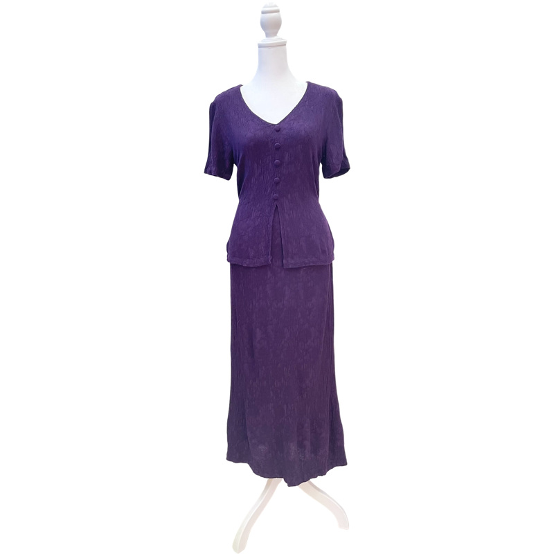 Vintage Purple Textured  Midi Dress