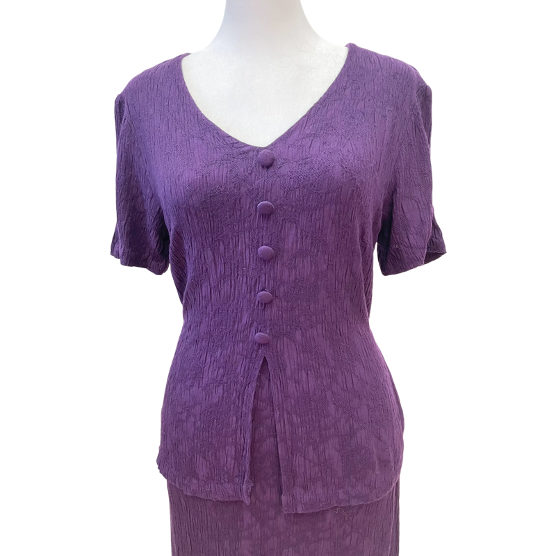 Vintage Purple Textured  Midi Dress