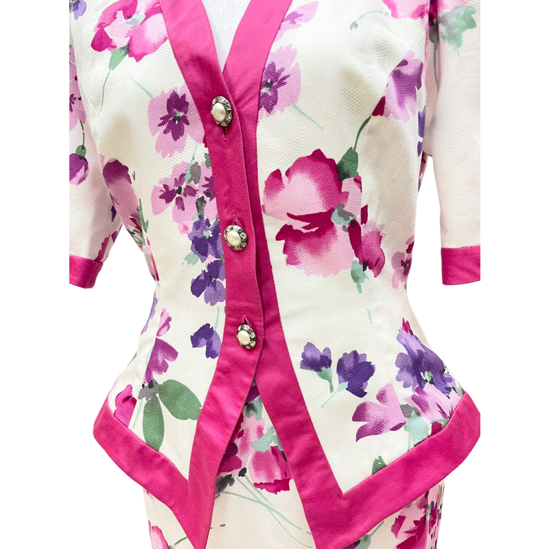 Vintage Pink Floral Blazer Set