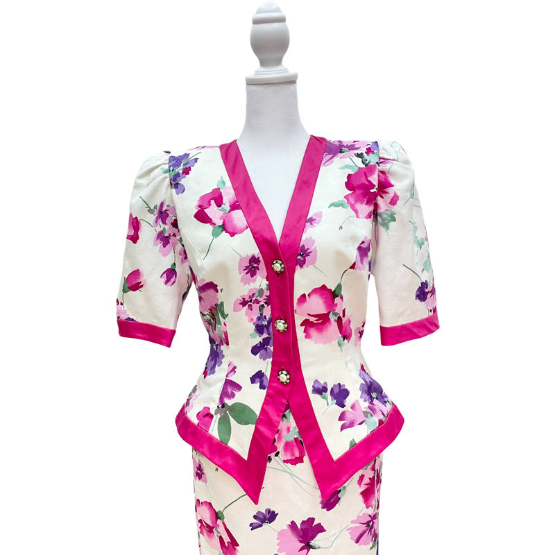 Vintage Pink Floral Blazer Set