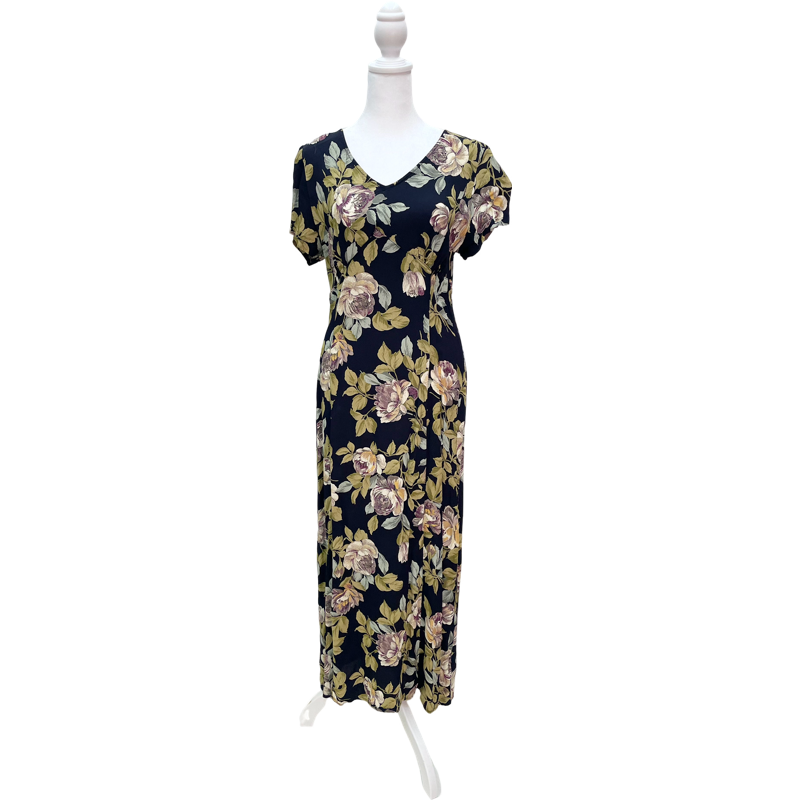 Vintage Rose Floral Navy Dress