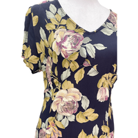 Vintage Rose Floral Navy Dress