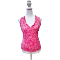 Vintage Pink Rose Mesh Top