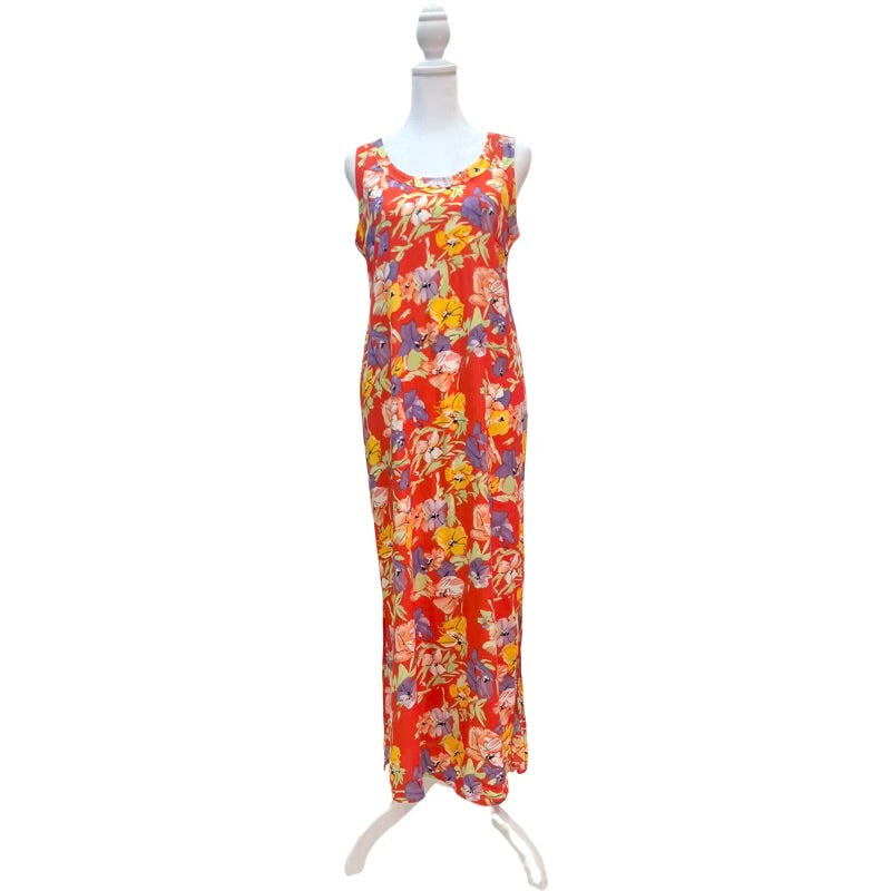 Vintage Orange-Red Floral Sundress