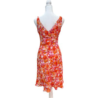 Vintage Orange Floral Midi Dress