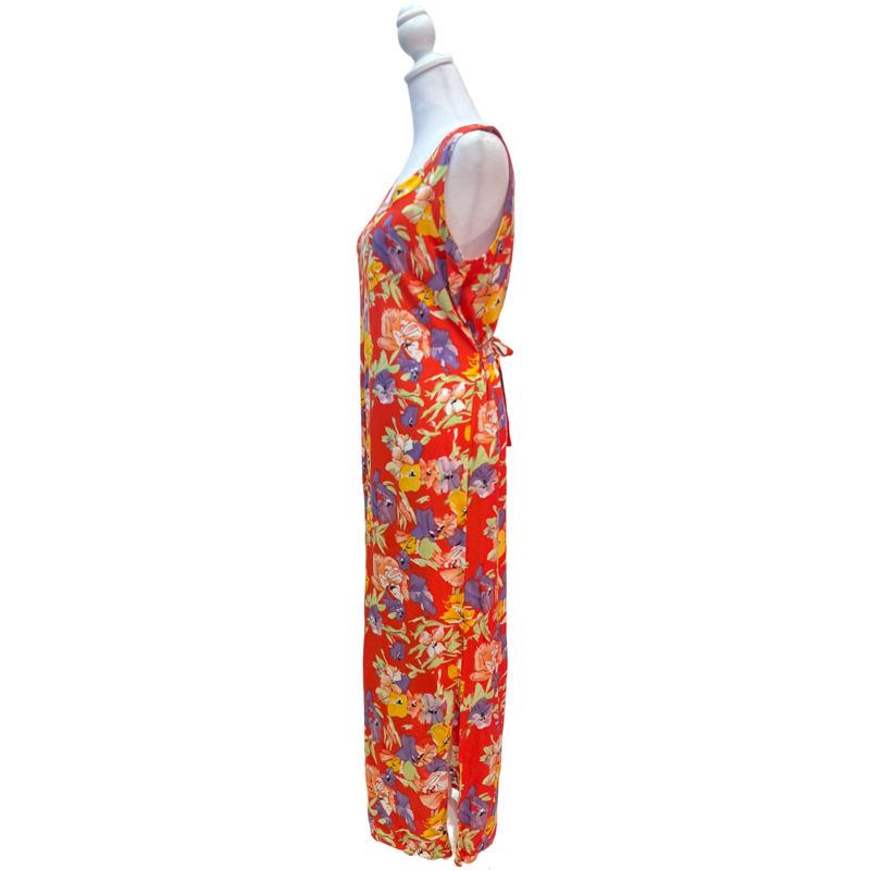 Vintage Orange-Red Floral Sundress