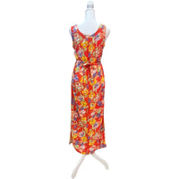 Vintage Orange-Red Floral Sundress