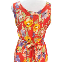 Vintage Orange-Red Floral Sundress