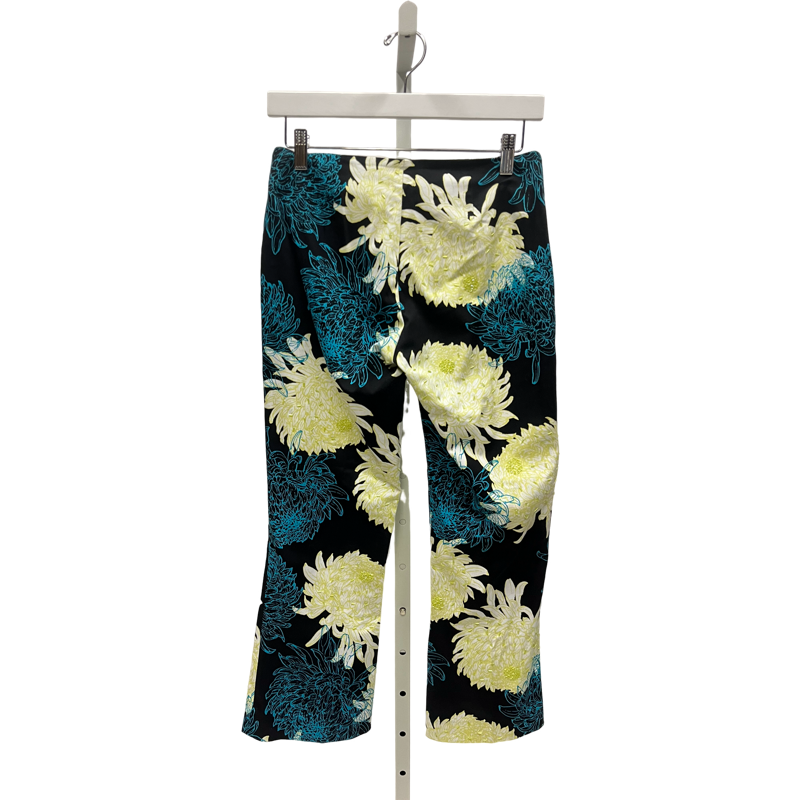 Vintage Black and Green Beaded Floral Capri Pant