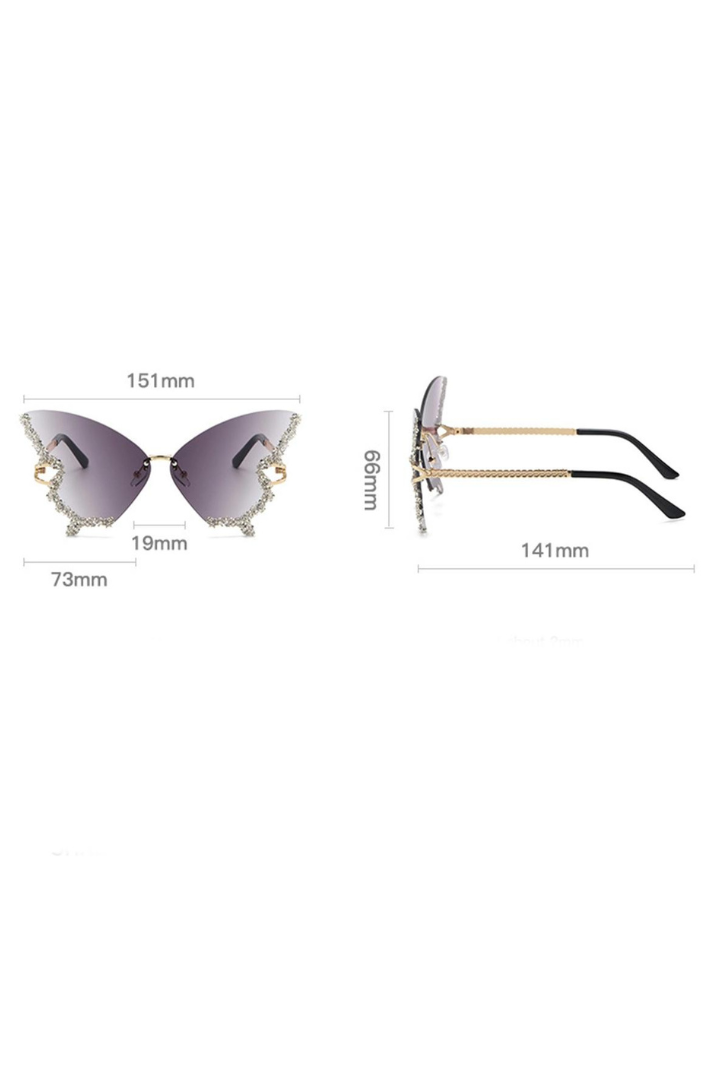 Stylish Large Frame Butterfly Diamond Sunglasses