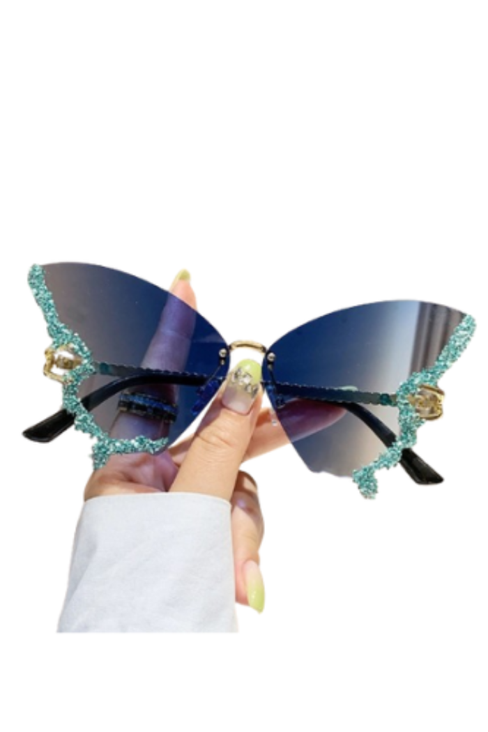 Stylish Large Frame Butterfly Diamond Sunglasses