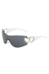 Y2K Style Frameless One-Piece Heart Sunglasses