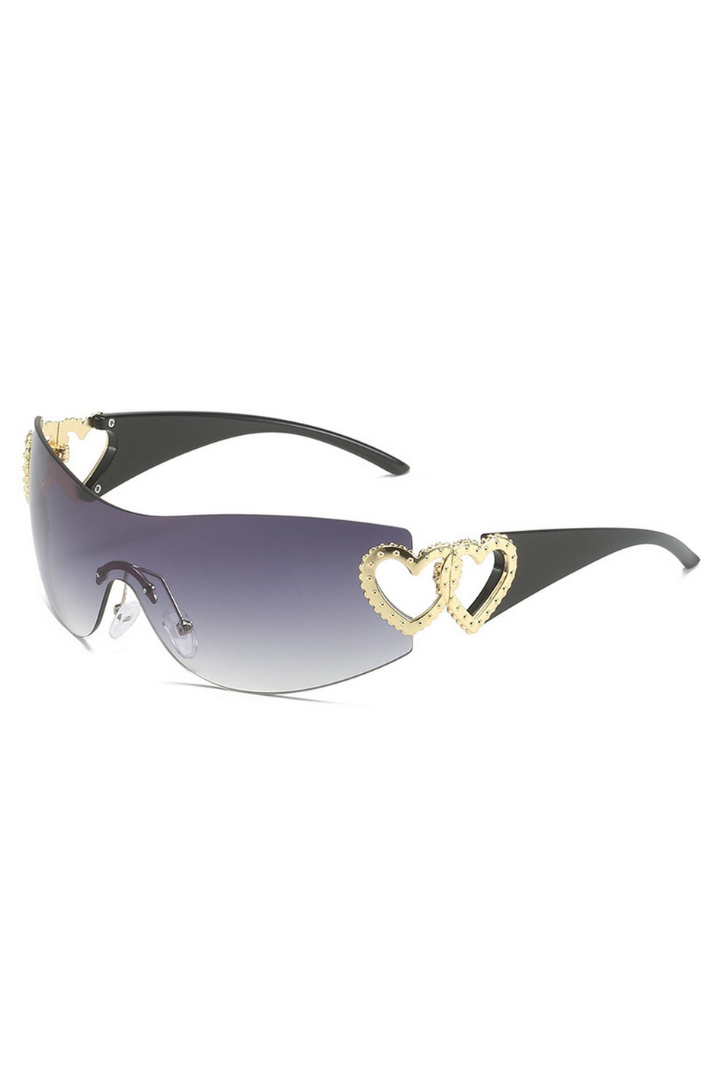 Y2K Style Frameless One-Piece Heart Sunglasses