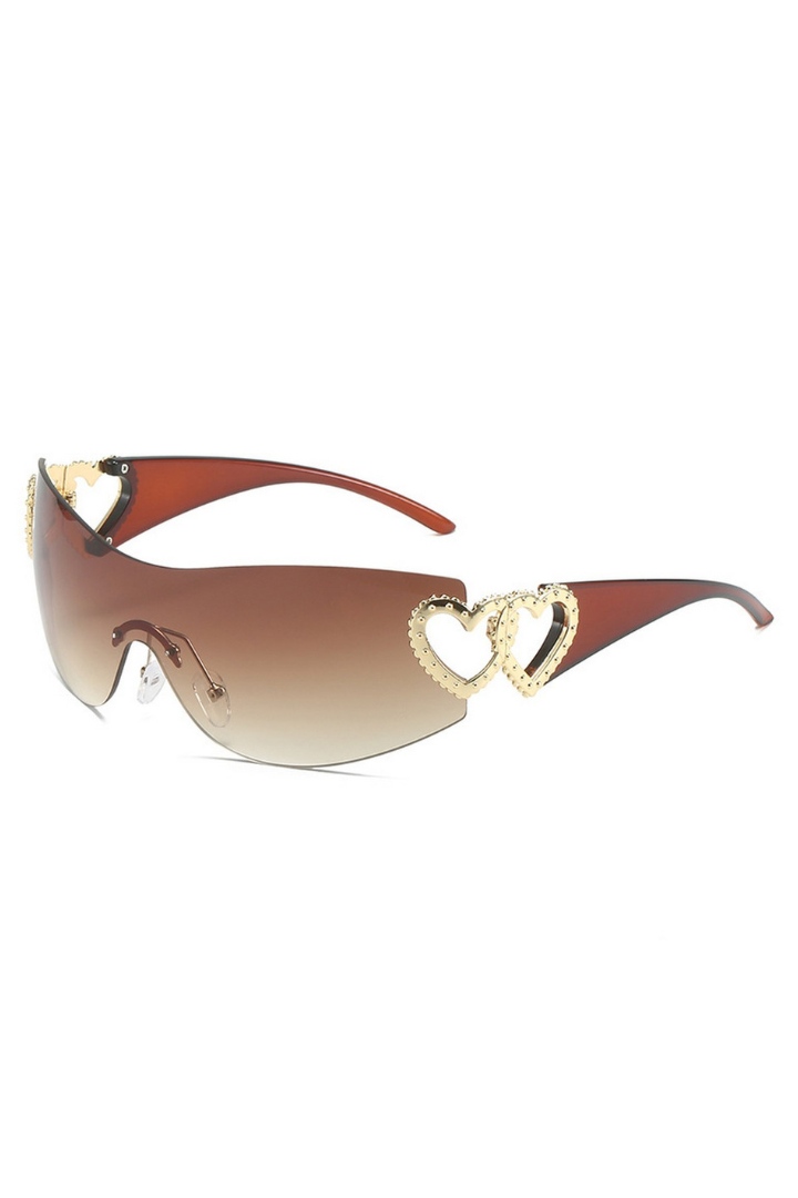 Y2K Style Frameless One-Piece Heart Sunglasses