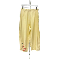 Vintage Yellow Embroidered Capri Pant