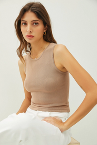 Round Neck Sleeveless Crop Tank