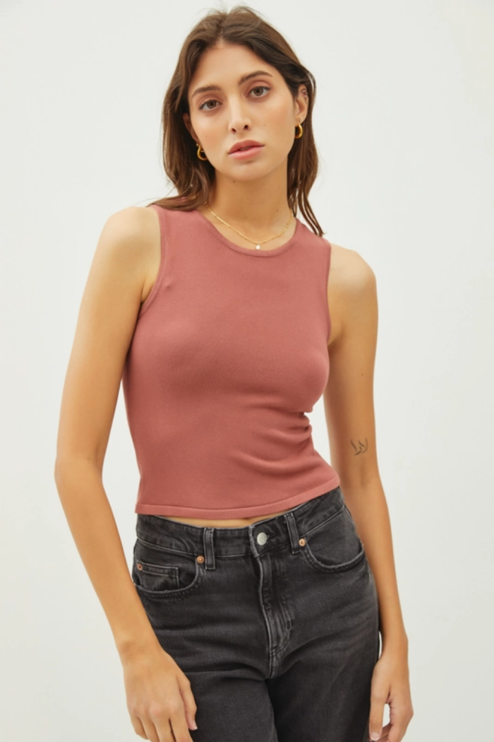 Round Neck Sleeveless Crop Tank