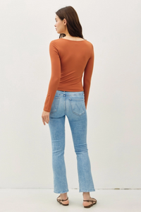 Square Neck Long Sleeve Top