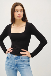 Square Neck Long Sleeve Top