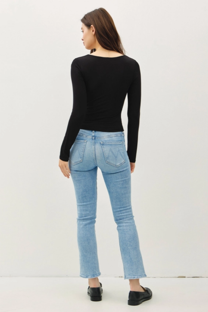 Square Neck Long Sleeve Top