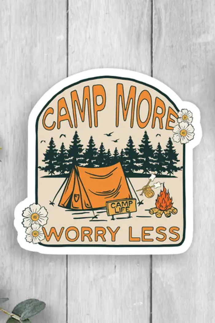 Camp More Worry Less Vinyl Sticker