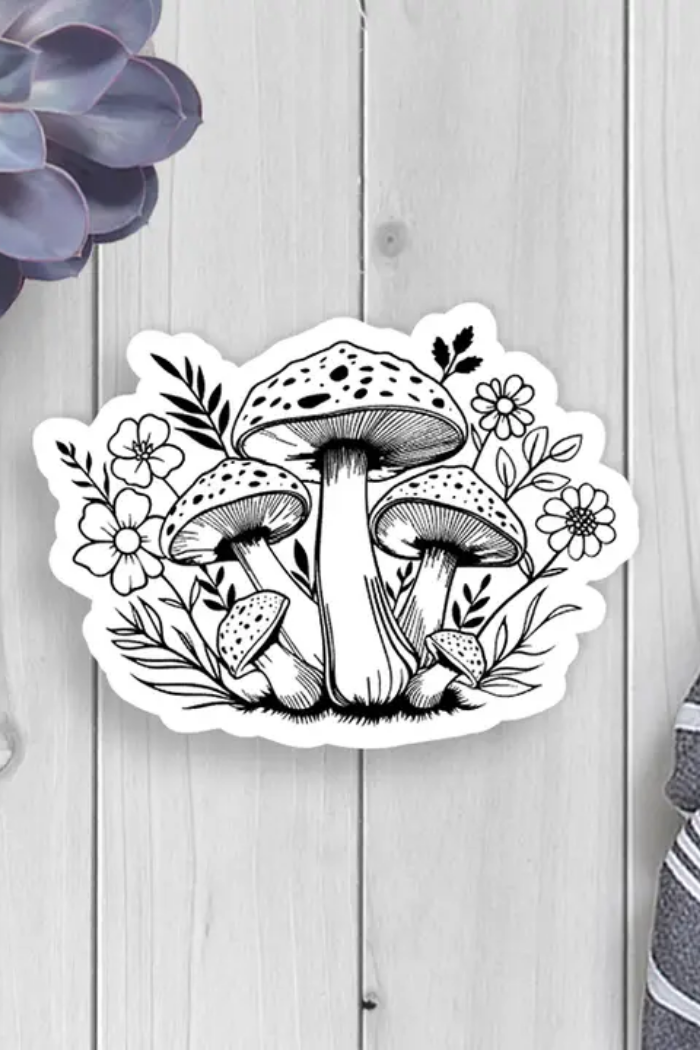 Floral Mushroom Vinyl Sticker