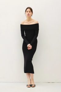 Long Sleeve Off the Shoulder Midi Dress