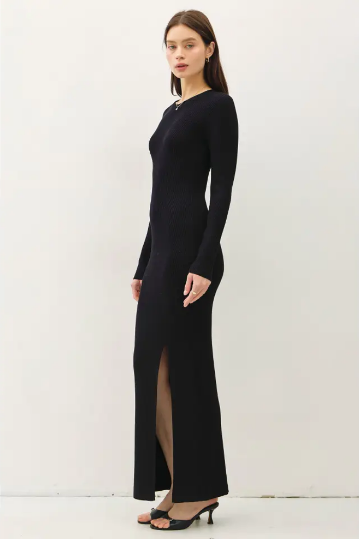 Long Sleeve Round Neck Maxi Sweater Dress