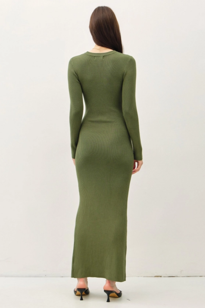 Long Sleeve Round Neck Maxi Sweater Dress