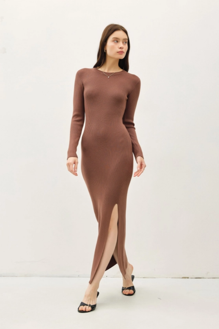 Long Sleeve Round Neck Maxi Sweater Dress