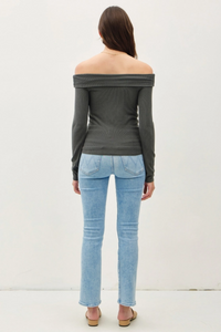 Soft Solid Off Shoulder Long Sleeve Top