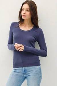 Ultra Soft Basic Scoop Neck Long Sleeve Tee