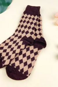 Thickened Cashmere Rhombus Warm Socks