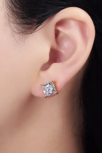 Clear Cz Square Bezel Stud Earrings