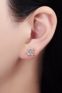 Clear Cz Square Bezel Stud Earrings