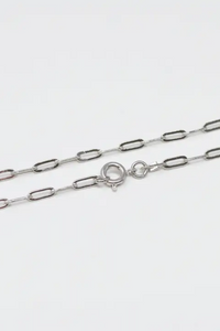 Silver Paper Clip Chain Thin Oval Link Necklace