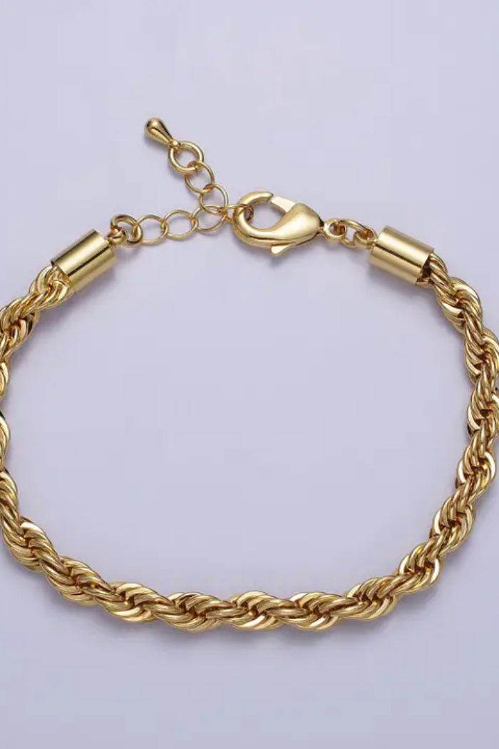 Bold Gold Twisted Rope Chain Bracelet