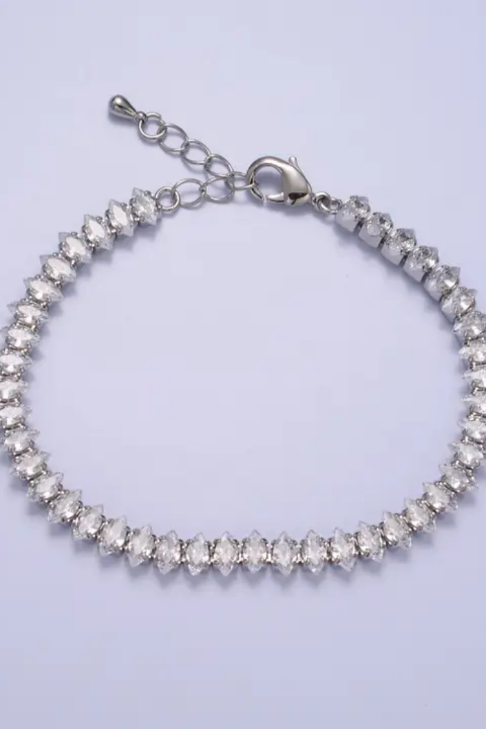 Marquise Cubic Zircon Tennis Bracelet in 24k Gold Filled