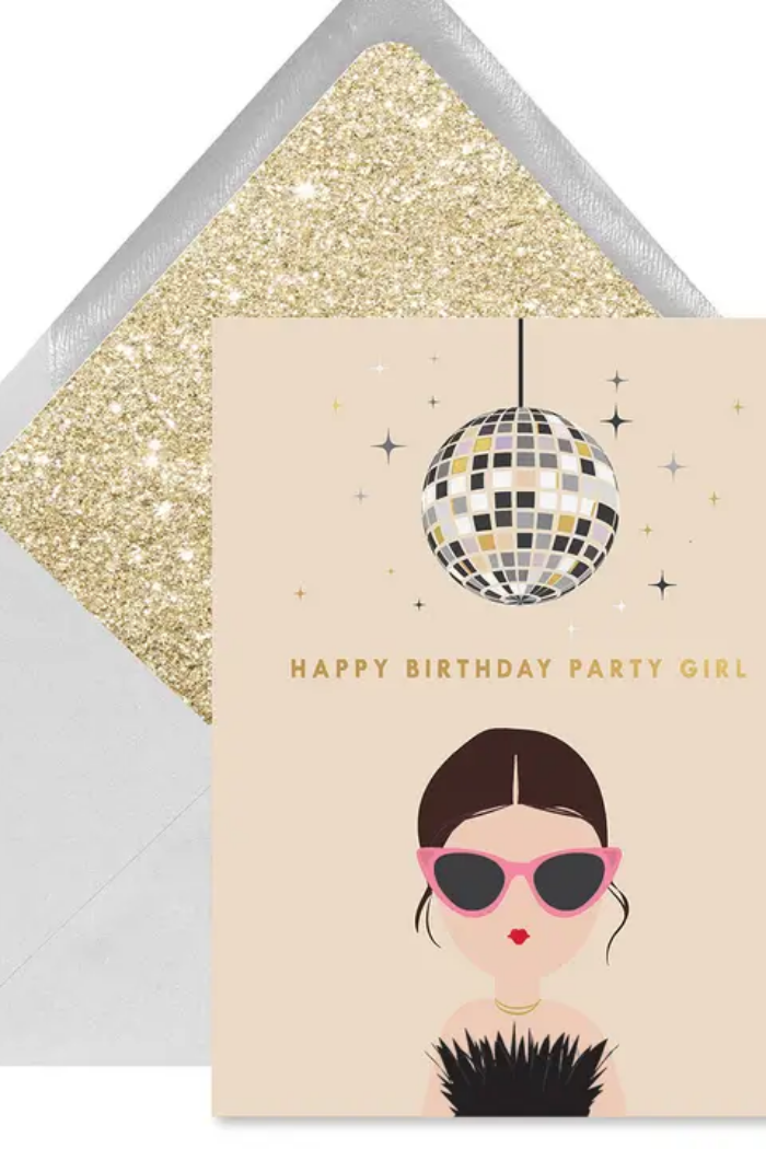 Disco Party Girl Birthday Greeting Card