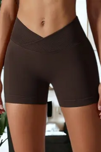 Elastic High Waisted Seamless Sports Shorts