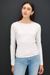 Boat Neck Long Sleeve Knit Top